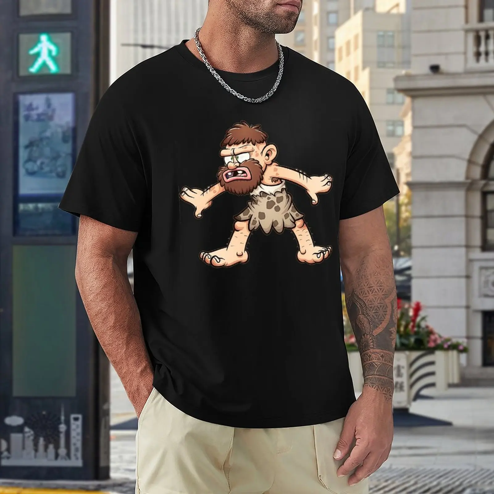 Заплетени Пещерен Човек Класически Хубава Тениска За Фитнес Високо Качество Eur Размер Изображение 0