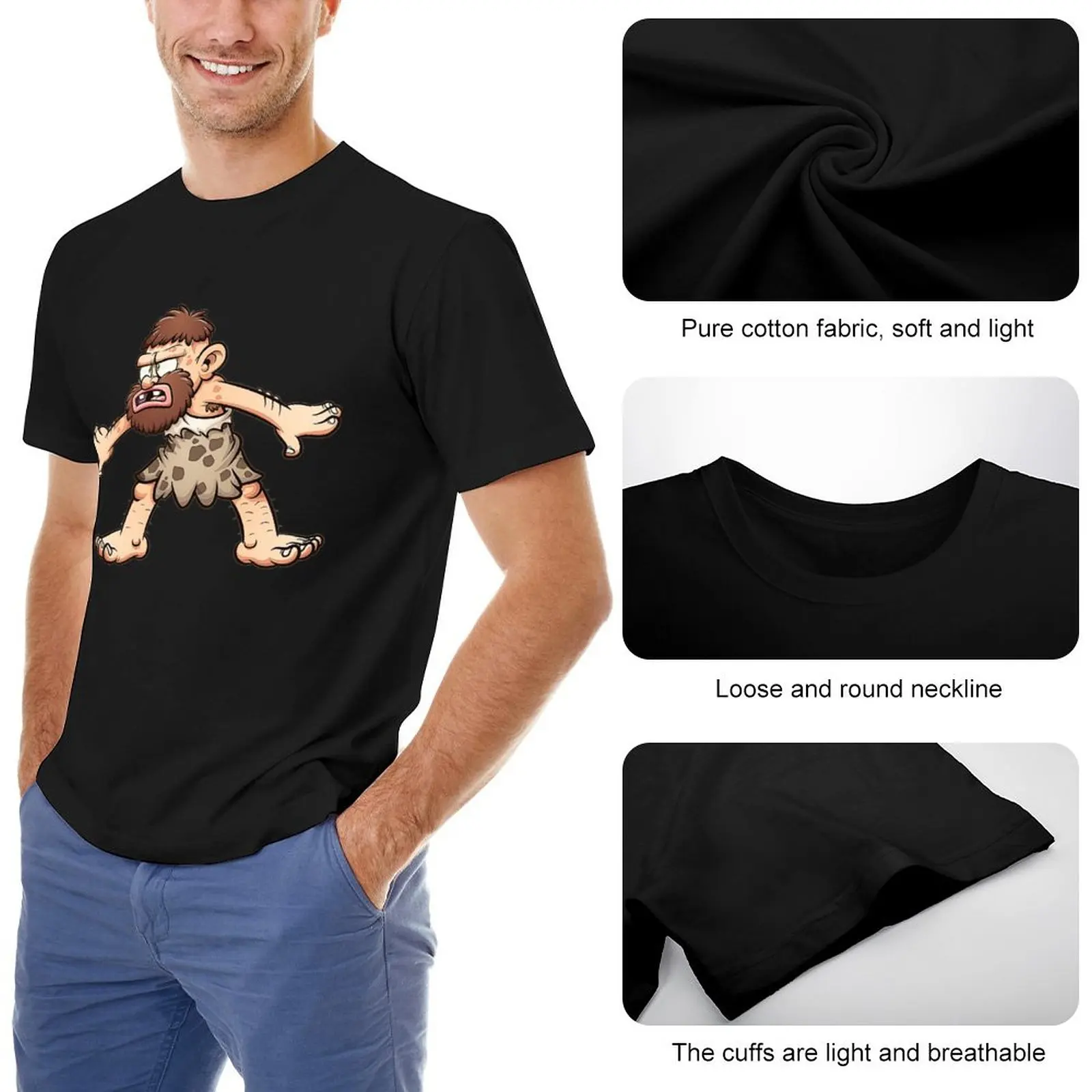 Заплетени Пещерен Човек Класически Хубава Тениска За Фитнес Високо Качество Eur Размер Изображение 2