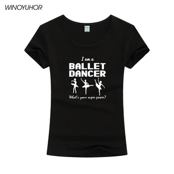 Аз Балетен Танц, Тениски с Принтом, Памучни Дамски Блузи с Къс Ръкав, Тениска За Танцьорки, Лятна Новата Модерна Дамска Тениска