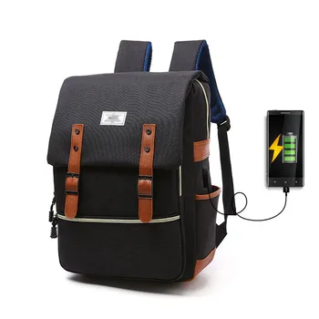 Ретро Раница За Лаптоп USB Порт За Зареждане, по-Лека Училищна Чанта За Колеж, Раница За Пътуване, Чанта За Отдих